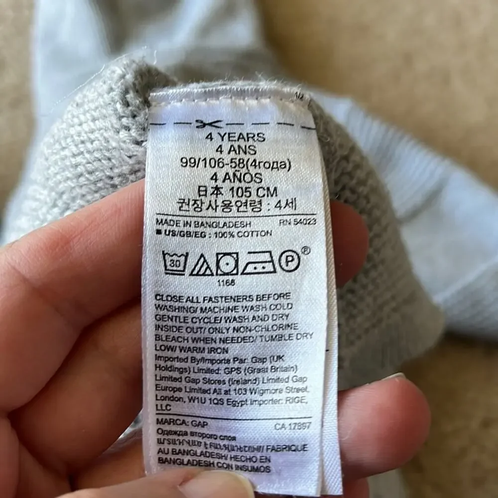 Gap toddler heather gray cotton knit sweater coat 4T